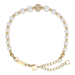 BALCANO - Serena / Bracelet en acier inoxydable avec un magnifique pendentif en perles de coquillage plaqué or 18K