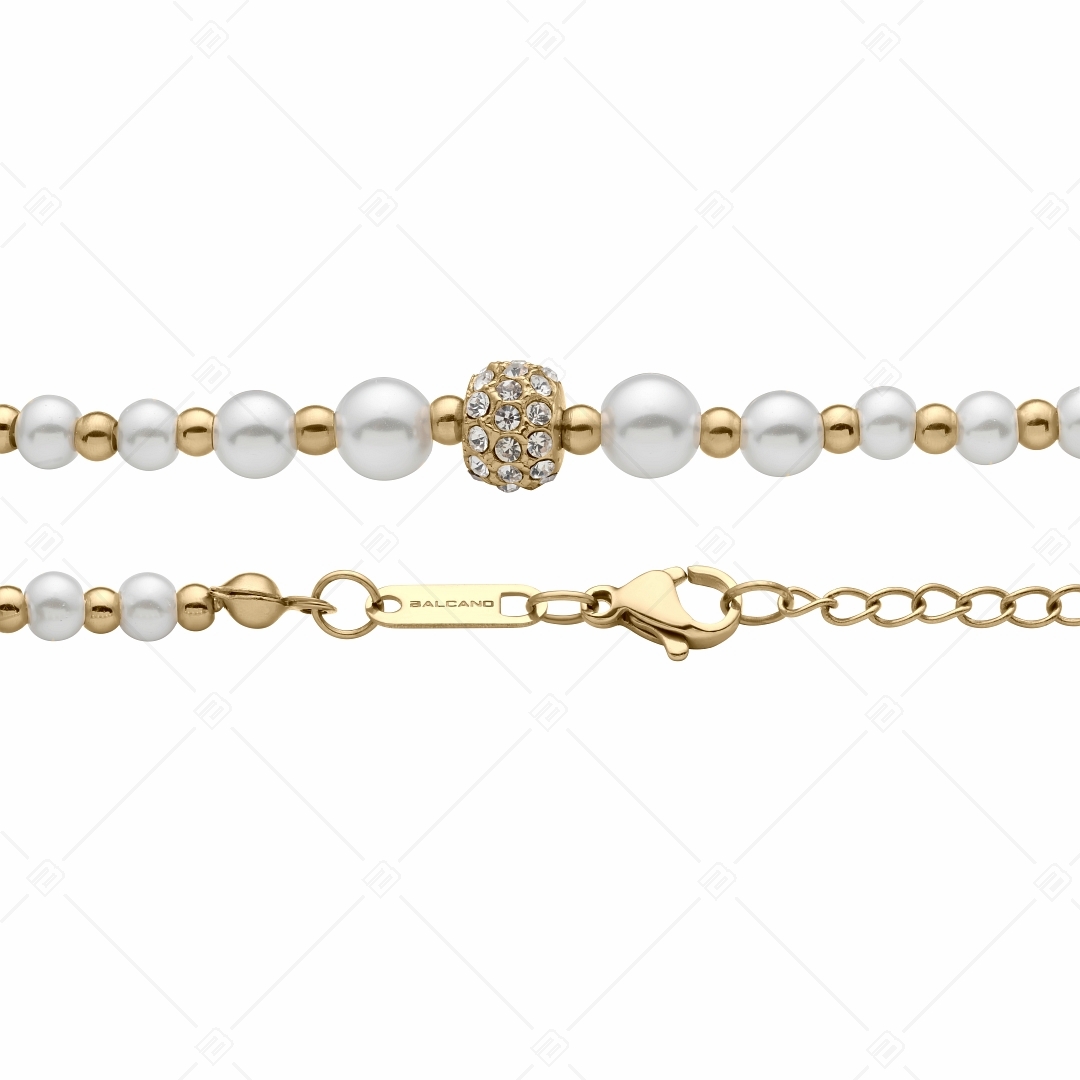 BALCANO - Serena / Bracelet en acier inoxydable avec un magnifique pendentif en perles de coquillage plaqué or 18K (441103BC88)