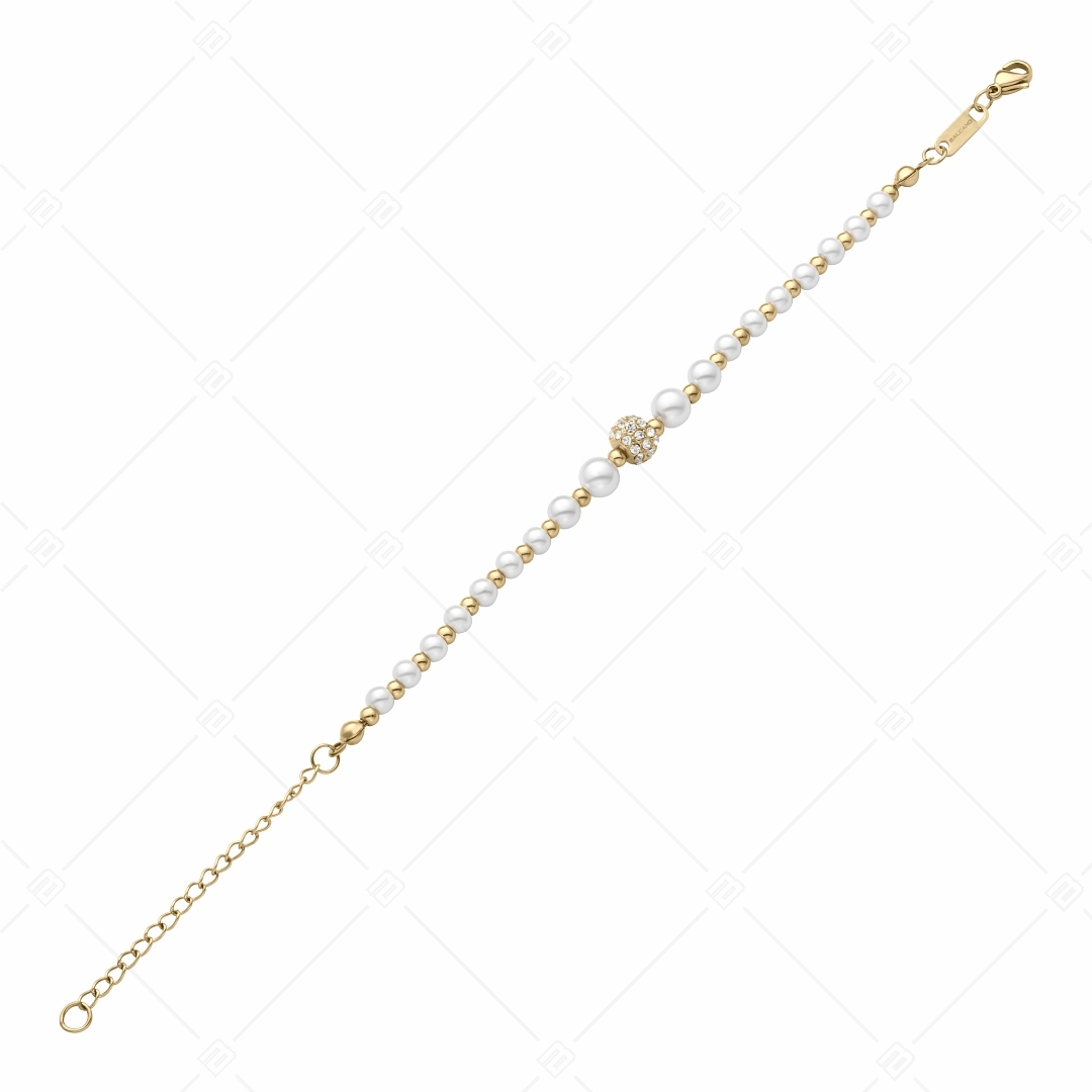 BALCANO - Serena / Bracelet en acier inoxydable avec un magnifique pendentif en perles de coquillage plaqué or 18K (441103BC88)