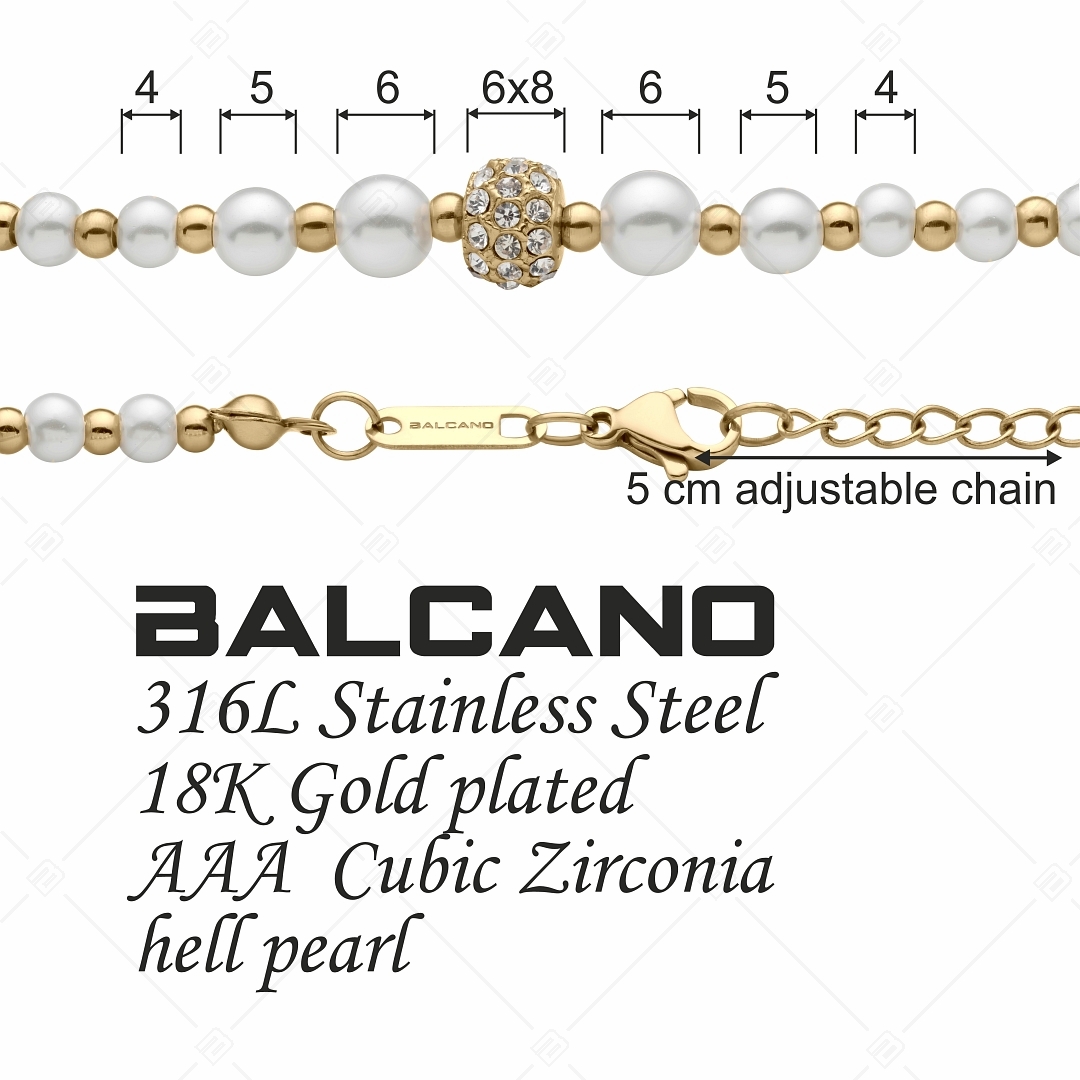 BALCANO - Serena / Stainless Steel Bracelet With Beautiful Shell Pearl, 18K Gold Plated (441103BC88)