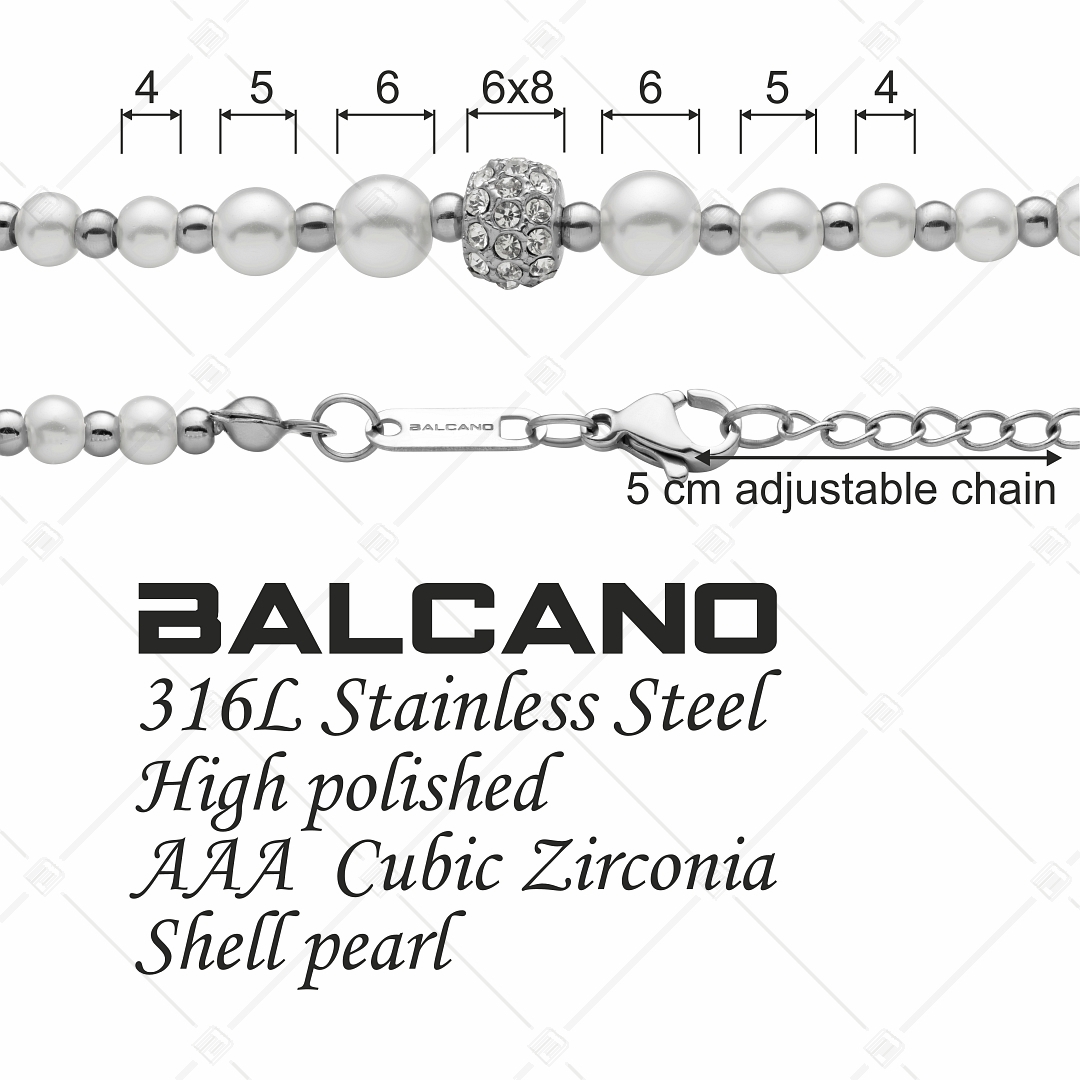 BALCANO - Serena / Edelstahl Armband mit schönem Muschelperlen (441103BC97)