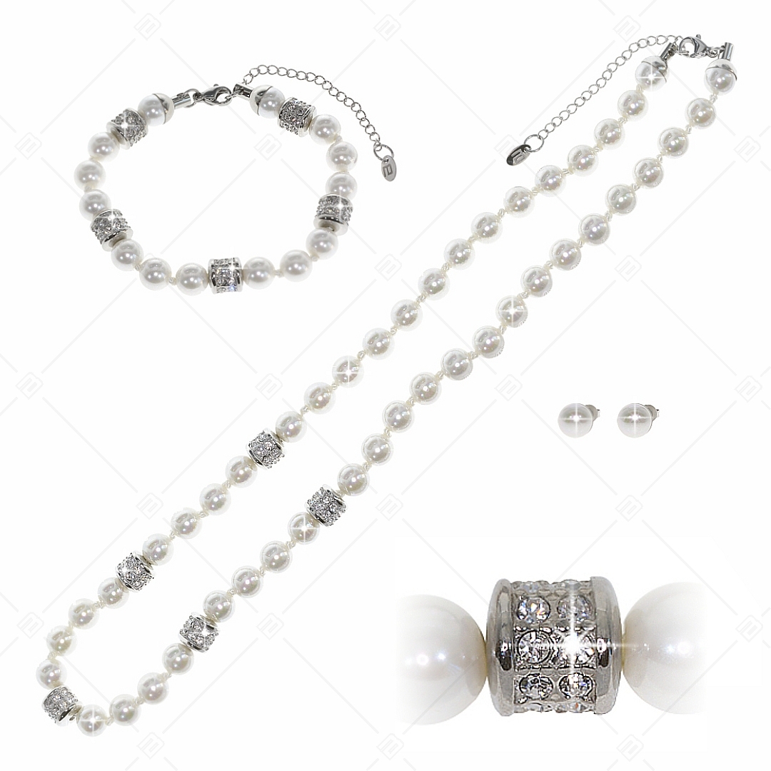 BALCANO - Perla / Exclusive Shell Pearl Stainless Steel Bracelet With Zirconia Gemstones (441104BC00)