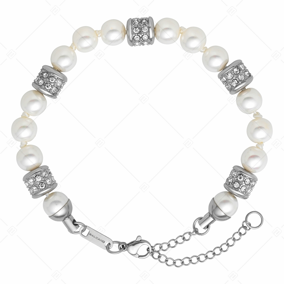 BALCANO - Perla / Bracelet exclusif en acier inoxydable de perles de coquillages avec pierres de zirconium (441104BC00)