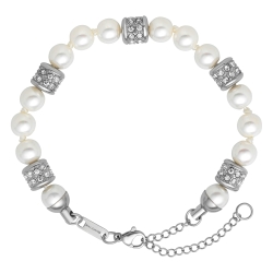 BALCANO - Perla / Bracelet exclusif en acier inoxydable de perles de coquillages avec pierres de zirconium