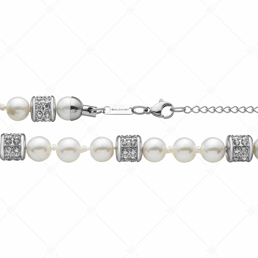 BALCANO - Perla / Exclusive Shell Pearl Stainless Steel Bracelet With Zirconia Gemstones (441104BC00)