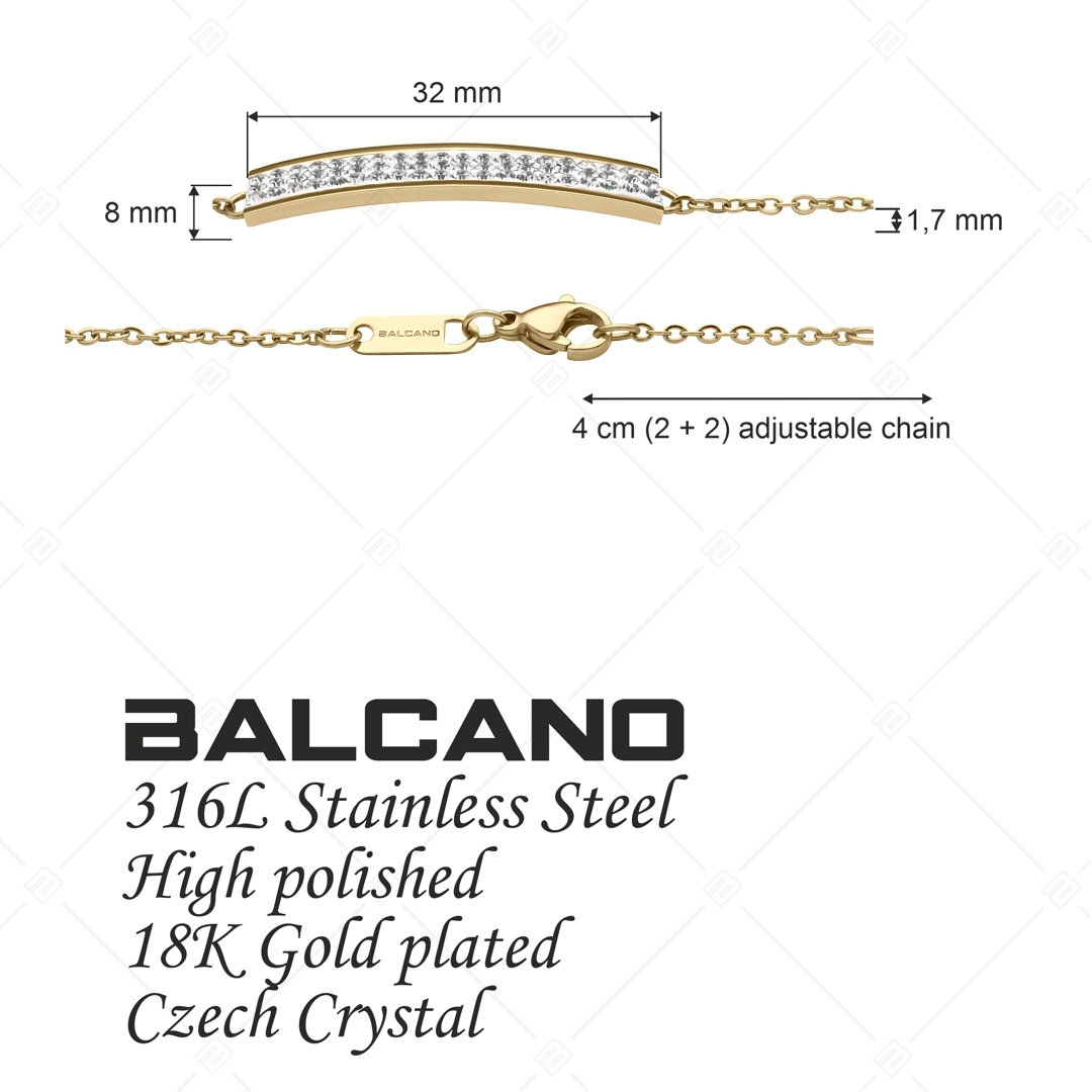 BALCANO - Giulia / Bracelet en acier inoxydable avec pendentif en cristal rectangulaire plaqué or 18K (441105BC88)