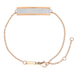 BALCANO - Giulia / Bracelet en acier inoxydable avec pendentif en cristal rectangulaire plaqué or rose 18K
