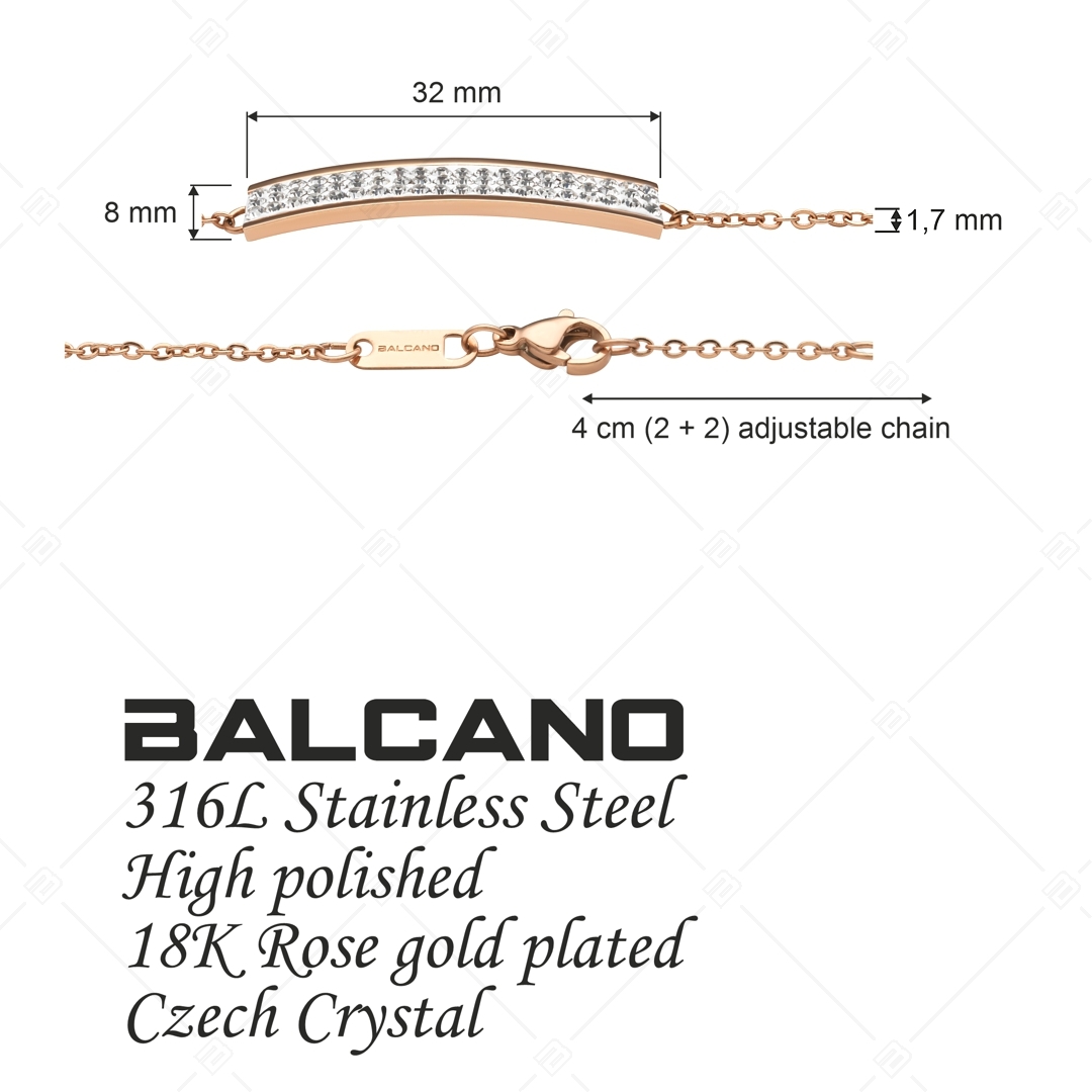 BALCANO - Giulia / Bracelet en acier inoxydable avec pendentif en cristal rectangulaire plaqué or rose 18K (441105BC96)
