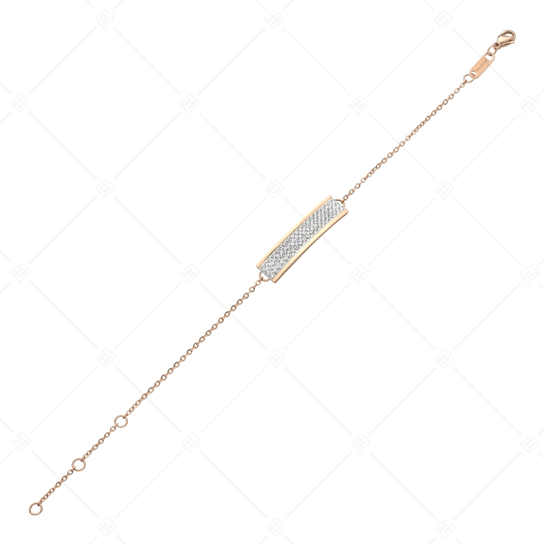 BALCANO - Giulia / Bracelet en acier inoxydable avec pendentif en cristal rectangulaire plaqué or rose 18K (441105BC96)