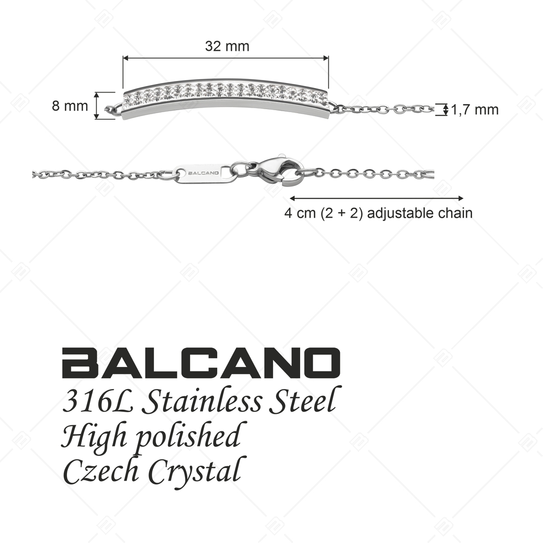 BALCANO - Giulia / Edelstahl Armband mit rechteckigem Kristall Anhänger, Hochglanzpolierung (441105BC97)