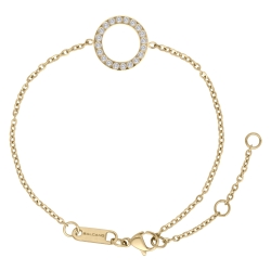 BALCANO - Veronic / Stainless Steel Bracelet With Round Pendant and Zirconia Gemstones, 18K Gold Plated