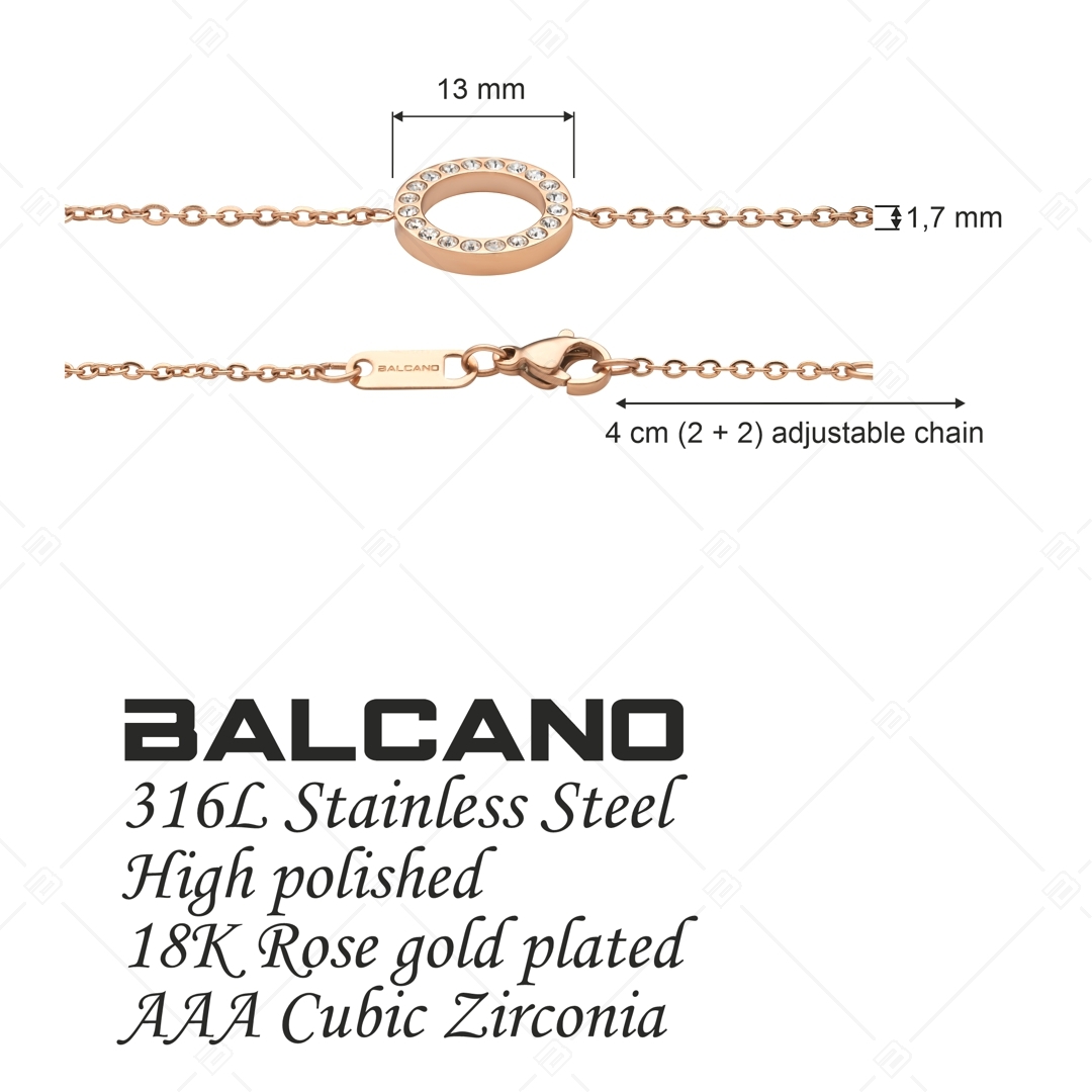 BALCANO - Veronic / Bracelet en acier inoxydable avec pendentif en pierre précieuse de zirconium avec plaqué or rose 18K (441106BC96)