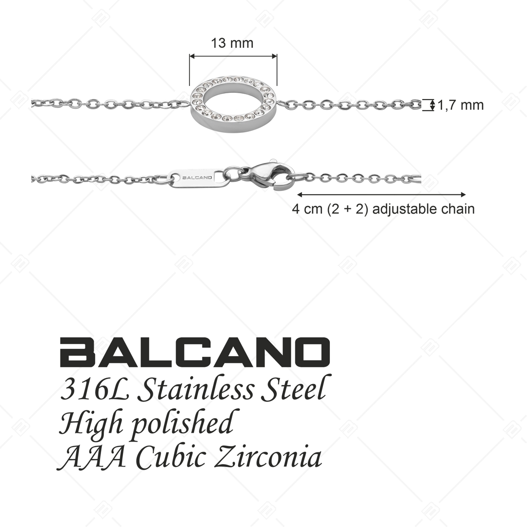 BALCANO - Veronic / Braceleten acier inoxydable avec pendentif en pierre précieuse de zirconium rond avec hautement poli (441106BC97)