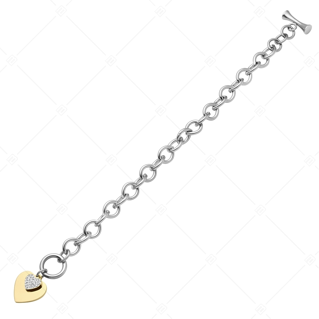 BALCANO - Nina / Stainless Steel Chain Bracelet With Heart Shaped Charm, 18K Gold Plated (441182BC88)