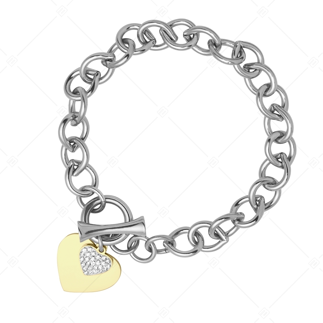 BALCANO - Nina / Stainless Steel Chain Bracelet With Heart Shaped Charm, 18K Gold Plated (441182BC88)