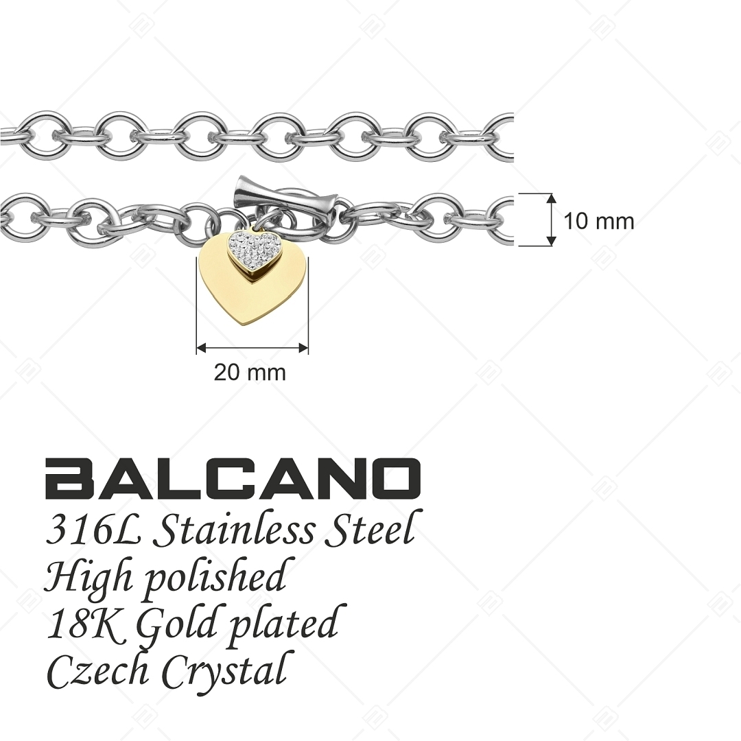 BALCANO - Nina / Edelstahl Kettenarmband mit Herzform Charme, 18K vergoldet (441182BC88)