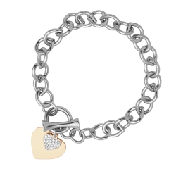 BALCANO - Nina / Stainless Steel Chain Bracelet With Heart Shaped Charm, 18K Rose Gold Plated