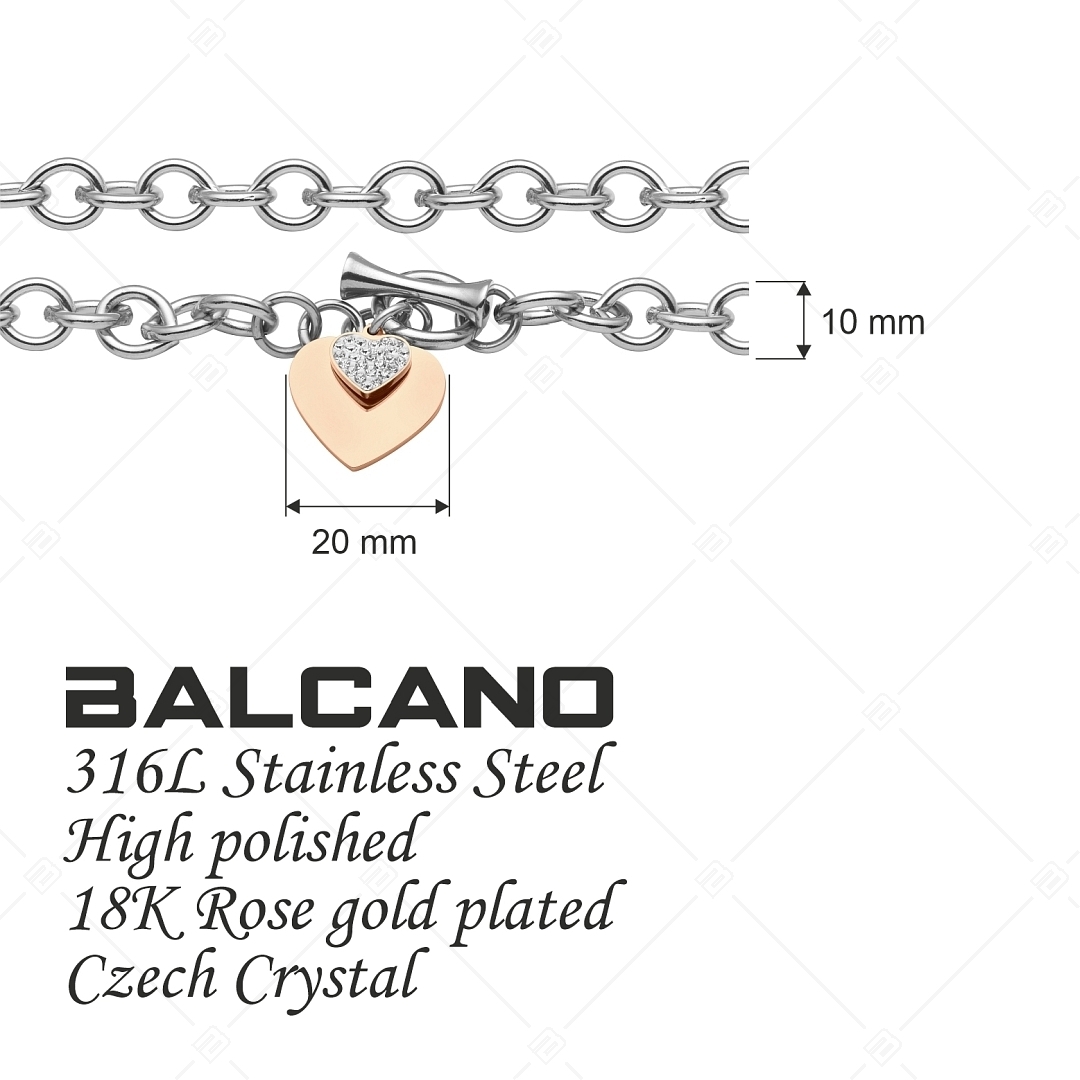 BALCANO - Nina / Edelstahl Kettenarmband mit Herzform Charme, 18K rosévergoldet (441182BC96)