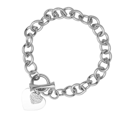 BALCANO - Nina / Stainless Steel Chain Bracelet With Heart Shaped Charm, High Polished
