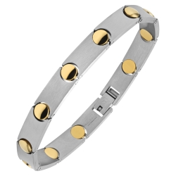 BALCANO - Cosmo / Bracelet rigide surface mate en acier inoxydable avec décoration en plaqué or 18K
