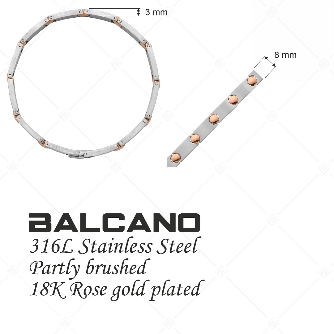 BALCANO - Cosmo / Bracelet rigide surface mate en acier inoxydable avec décoration en plaqué or rose 18K (441183BC96)