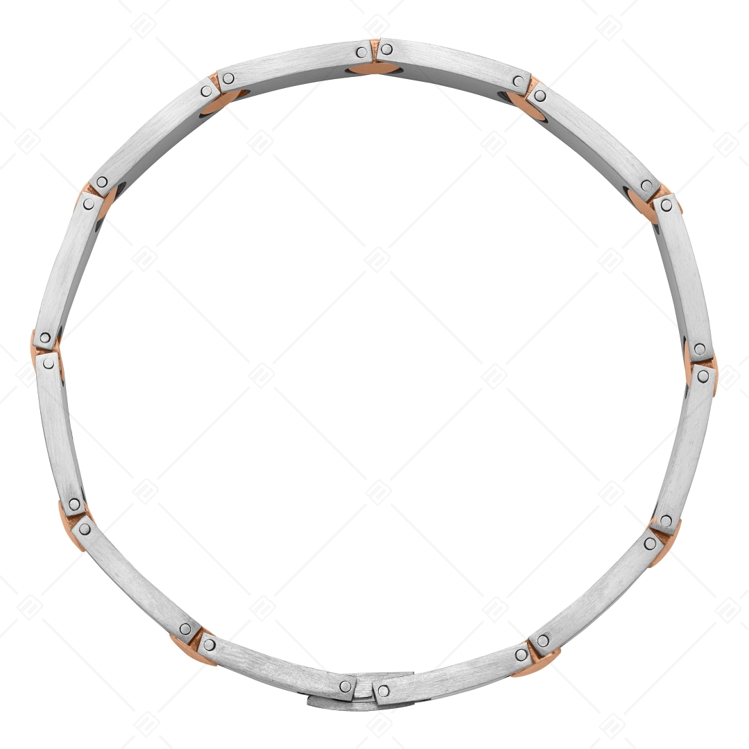 BALCANO - Cosmo / Bracelet rigide surface mate en acier inoxydable avec décoration en plaqué or rose 18K (441183BC96)