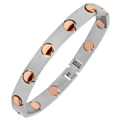 BALCANO - Cosmo / Bracelet rigide surface mate en acier inoxydable avec décoration en plaqué or rose 18K