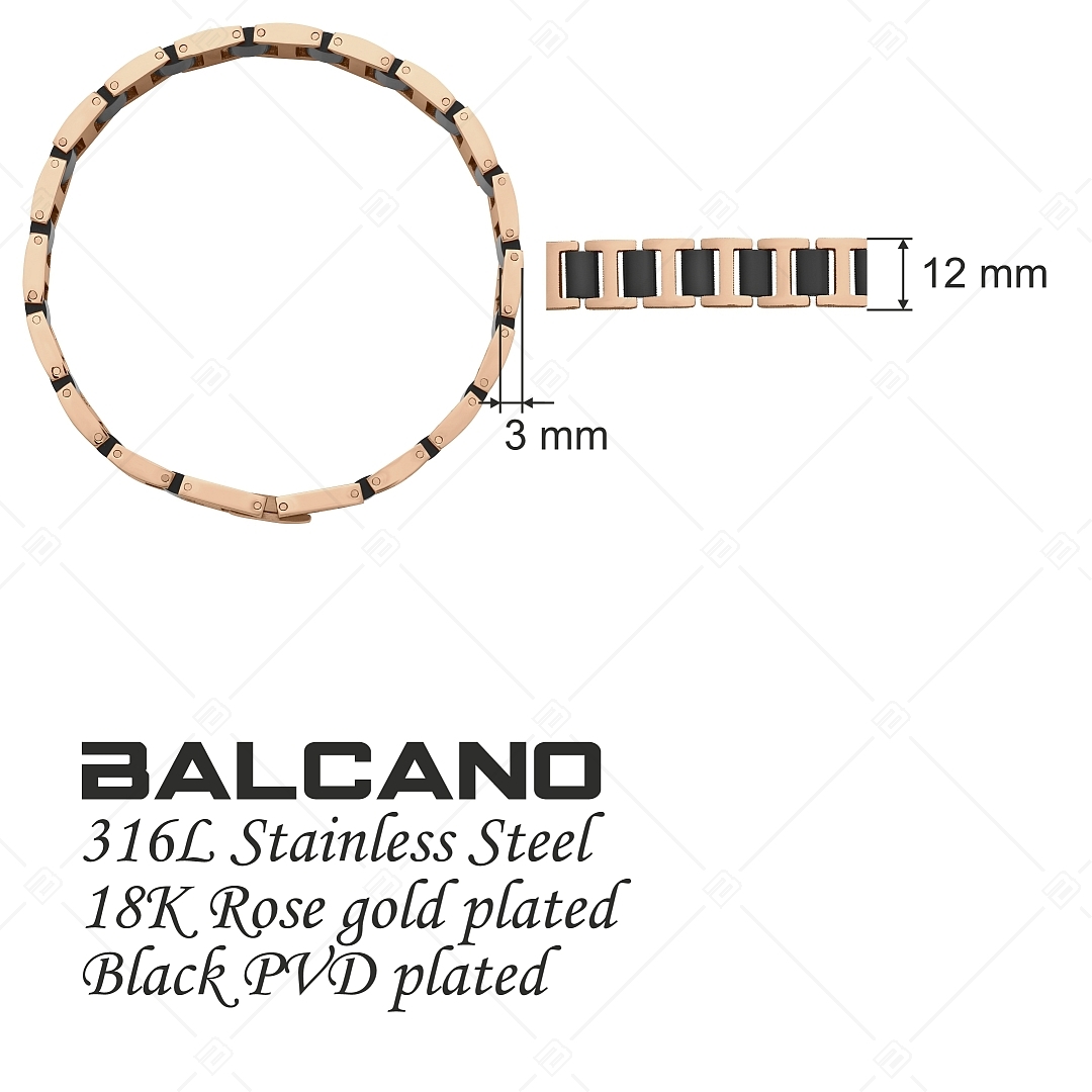 BALCANO - Clark / Modisches Edelstahl Armband 18K rosévergoldet (441185BC96)