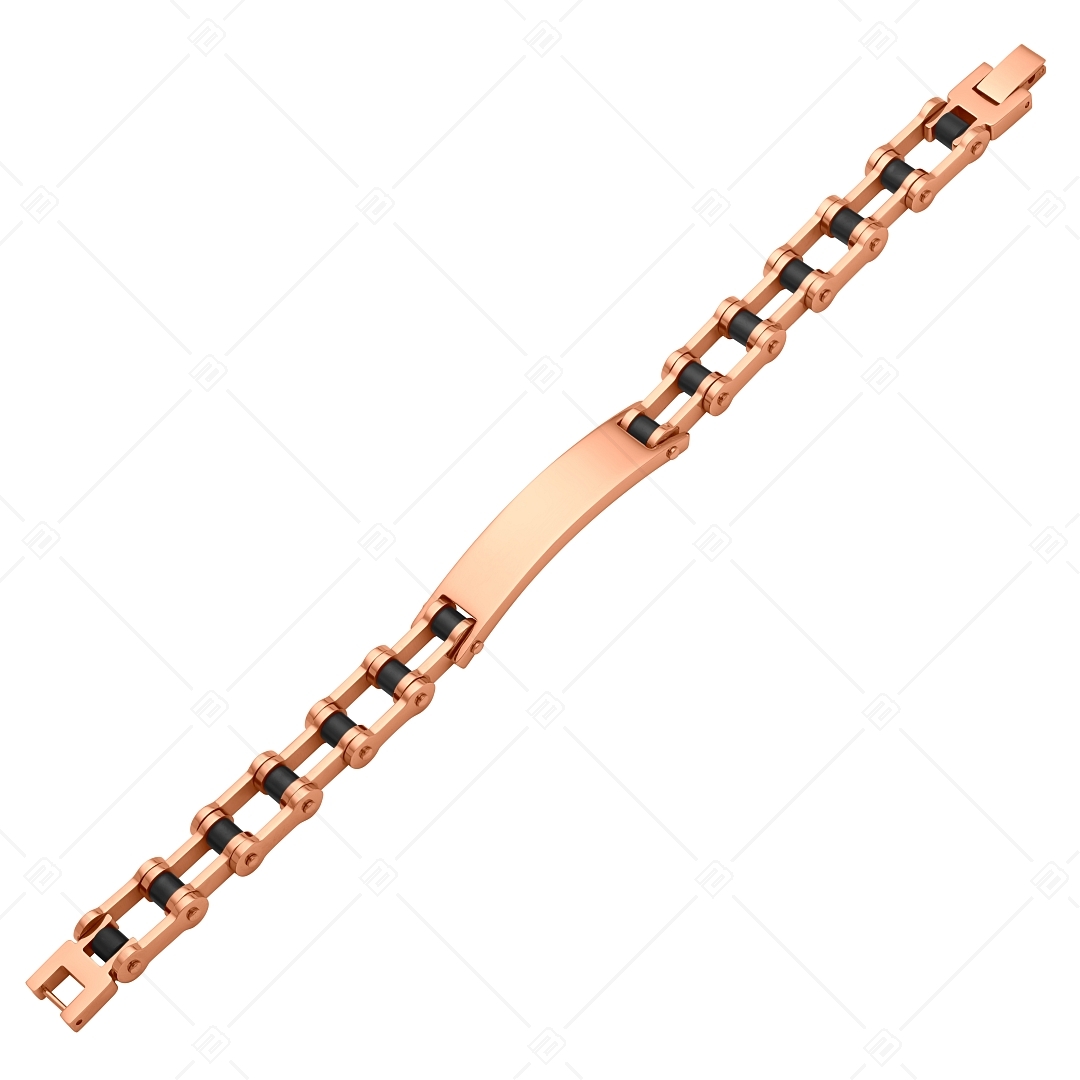 BALCANO - Brandon / Bracelet type chaîne de moteur en acier inoxydable plaqué or rose 18K, plaqué PVD noir (441188EG96)