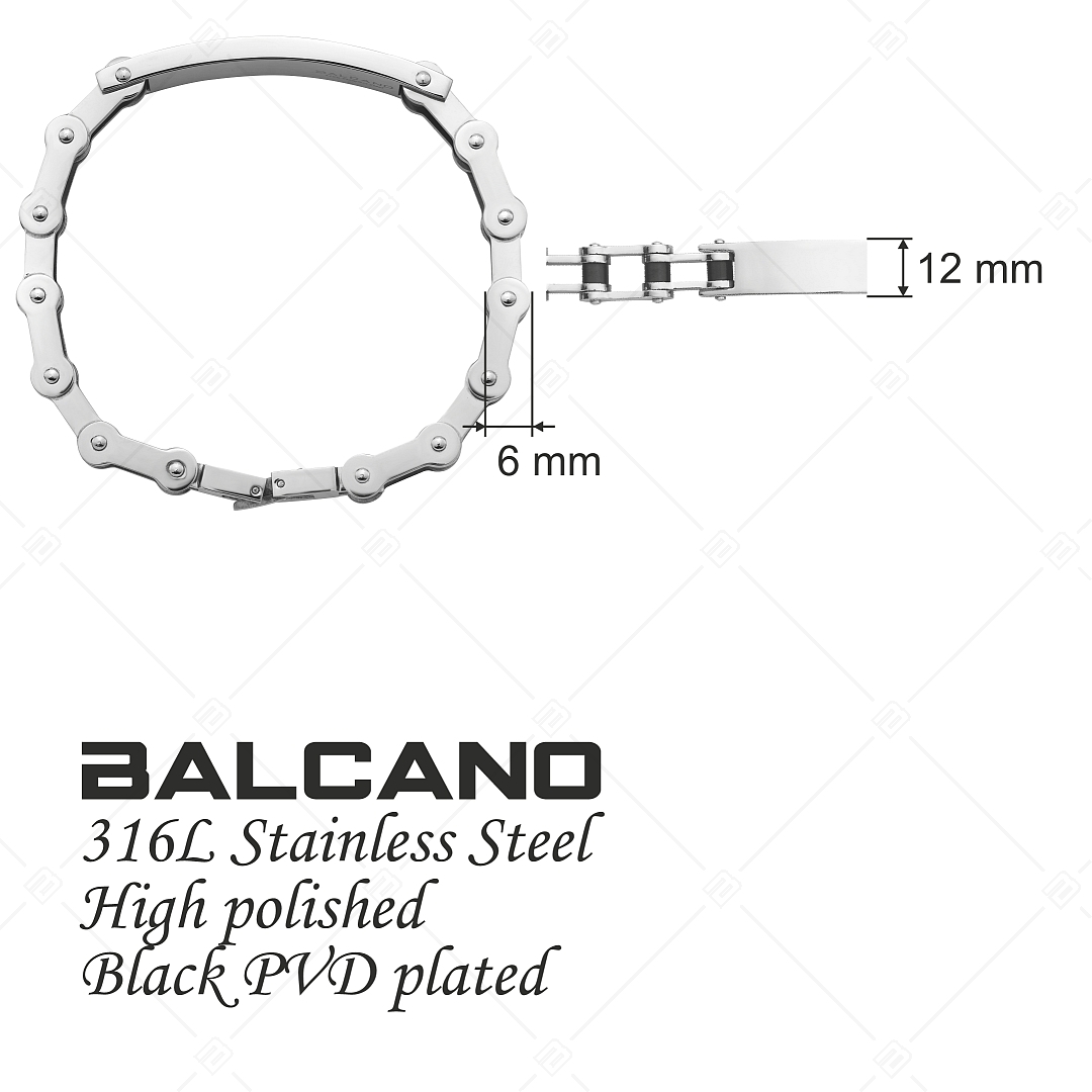 BALCANO - Brandon / Bracelet type chaîne en acier inoxydable de moteur avec polissage à haute brillance plaquée PVD noir (441188EG97)