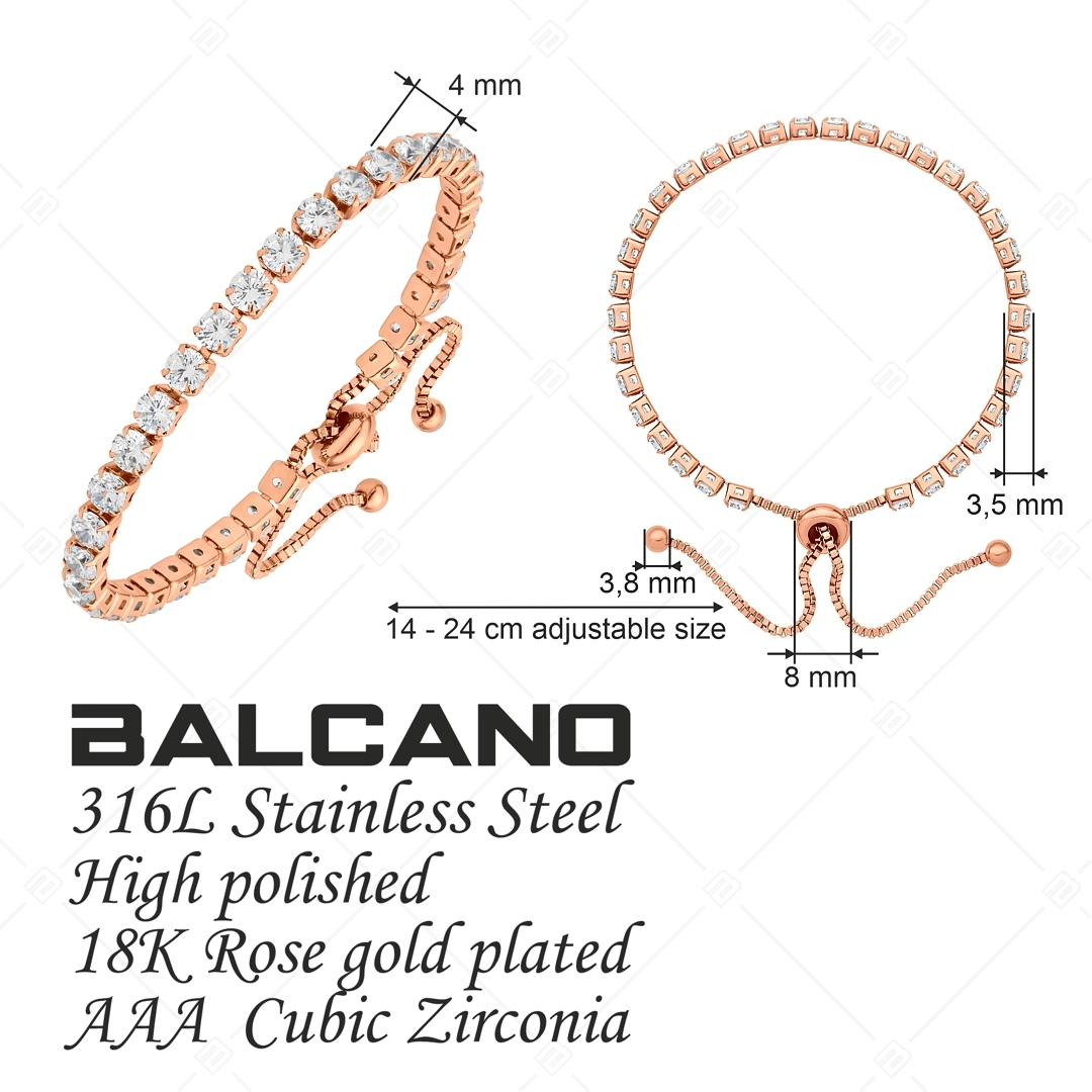 BALCANO - Mirjam / Edelstahl Zirkonia-Edelstein Armband, 18K rosévergoldet (441189BC96)