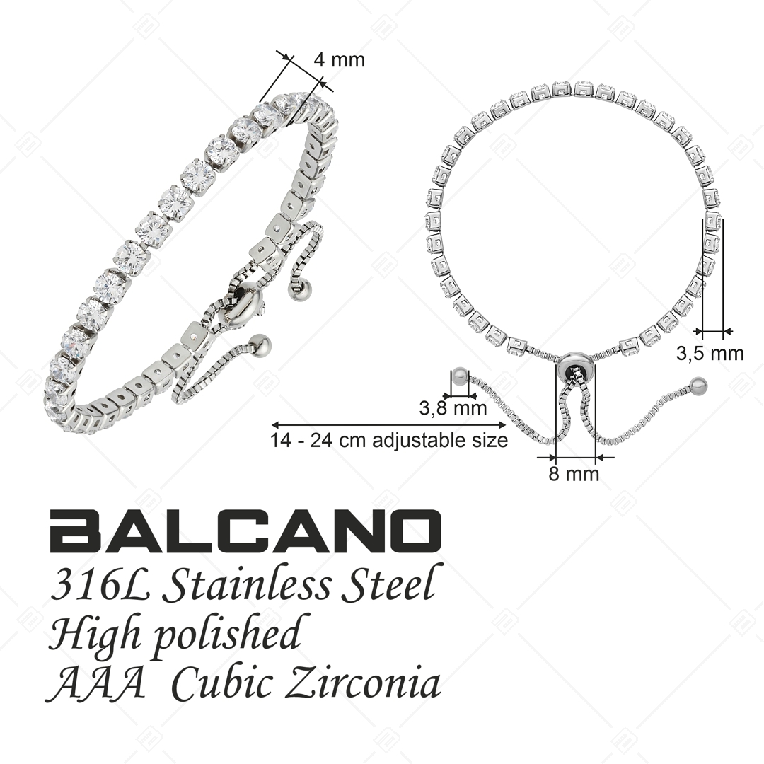 BALCANO - Mirjam / Bracelet en acier inoxydable acier avec pierres précieuses zirconium et polissage à haute brillance (441189BC97)