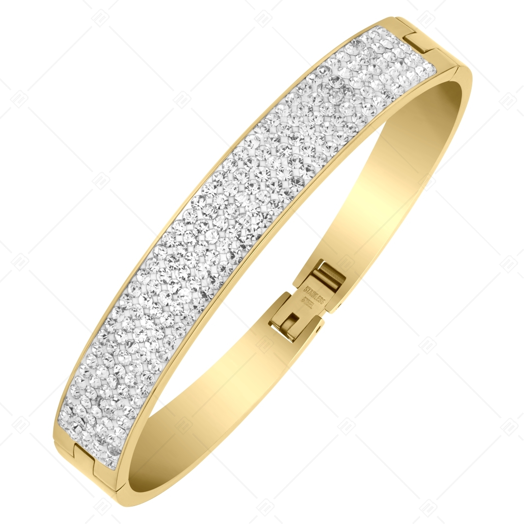 BALCANO - Elisabeth / Stainless Steel Bangle Bracelet with Crystals, 18K Gold Plated (441190BC88)