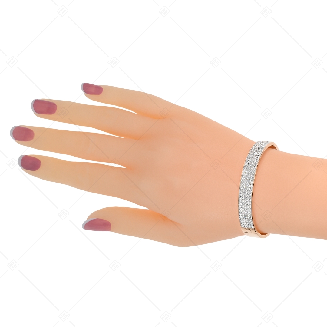 BALCANO - Elisabeth / Stainless Steel Bangle Bracelet With Crystals, 18K Rose Gold Plated (441190BC96)