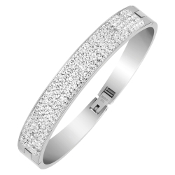 BALCANO - Elisabeth / Stainless Steel Bangle Bracelet with Crystals, High Polished