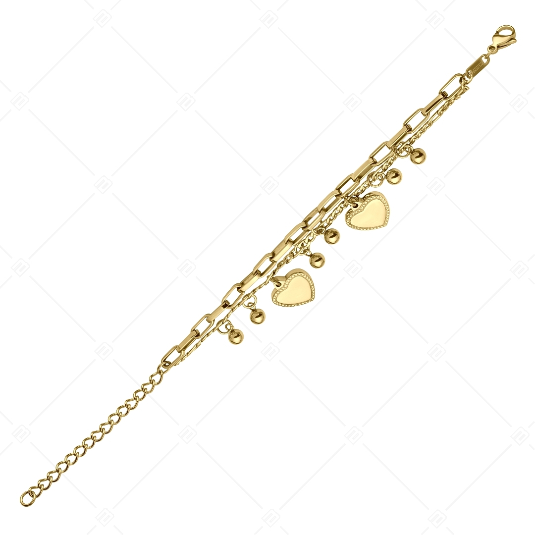 BALCANO - Carmen / Stainless Steel Bracelet With Balls and Heart Charm, 18K Gold Plated (441192BC88)