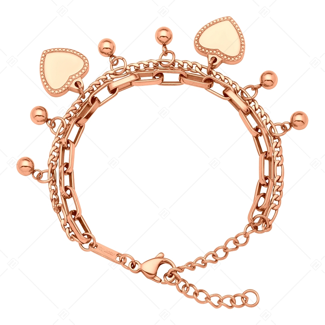 BALCANO - Carmen /  Bracelet en acier inoxydable avec charm à baies et cœur, plaqué or rose 18K (441192BC96)