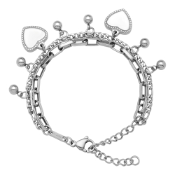 BALCANO - Carmen / Stainless Steel Bracelet With Balls And Heart Charm, High Polished