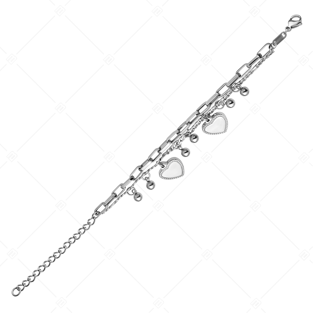 BALCANO - Carmen / Stainless Steel Bracelet With Balls And Heart Charm, High Polished (441192BC97)