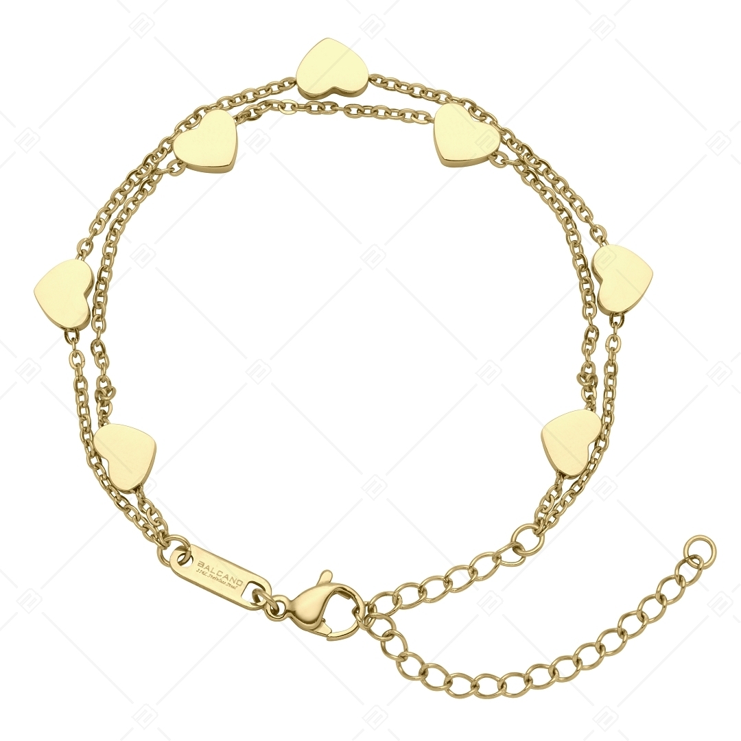 BALCANO - Coeur / Edelstahl Zweireihiges Armband mit Herzen, 18K vergoldet (441193BC88)