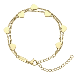 BALCANO - Coeur / Bracelet deux rangs avec cœurs, plaqué or 18 K