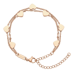 BALCANO - Coeur / Edelstahl Zweireihiges Armband mit Herzen, 18K rosévergoldet