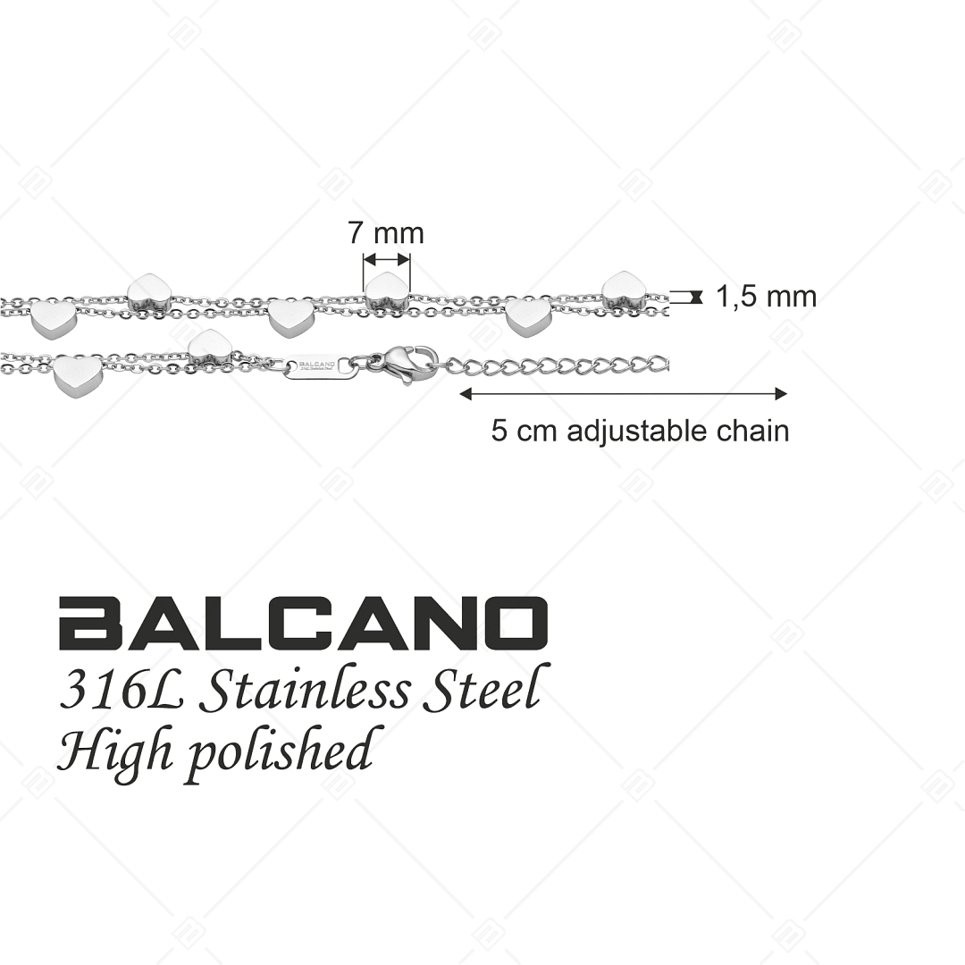 BALCANO - Coeur / Bracelet en acier inoxydable deux rangs avec cœurs, avec hautement polie (441193BC97)