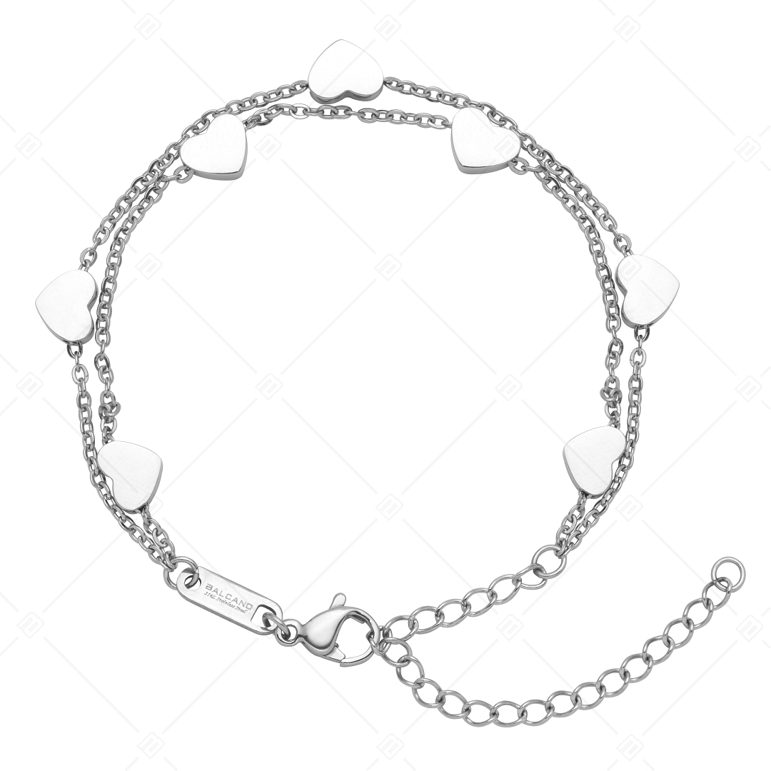 BALCANO - Coeur / Stainless Steel Bracelet with Heart Charms, High Polished (441193BC97)