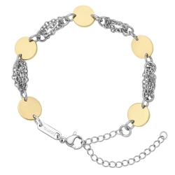 BALCANO - Charlie / Stainless Steel 4 Row Cable Chain Bracelet With Round 18K Gold Plated Charms