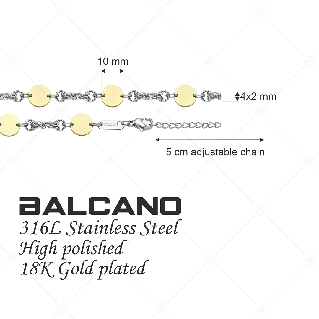 BALCANO - Charlie / 4-reihiges Anker armband, 18K vergoldet, mit runden Ornamenten (441194BC88)