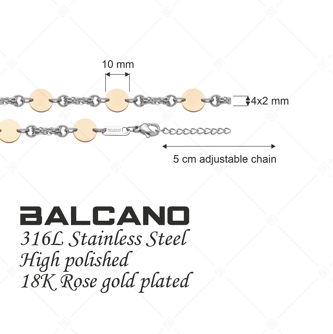BALCANO - Charlie / Bracelet ancre 4 rangs, ornements ronds, plaqué or rose 18K (441194BC96)