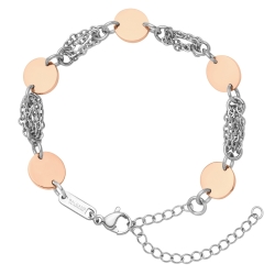 BALCANO - Charlie / Stainless Steel 4 Row Cable Chain Bracelet with Round 18K Rose Gold Plated Charms