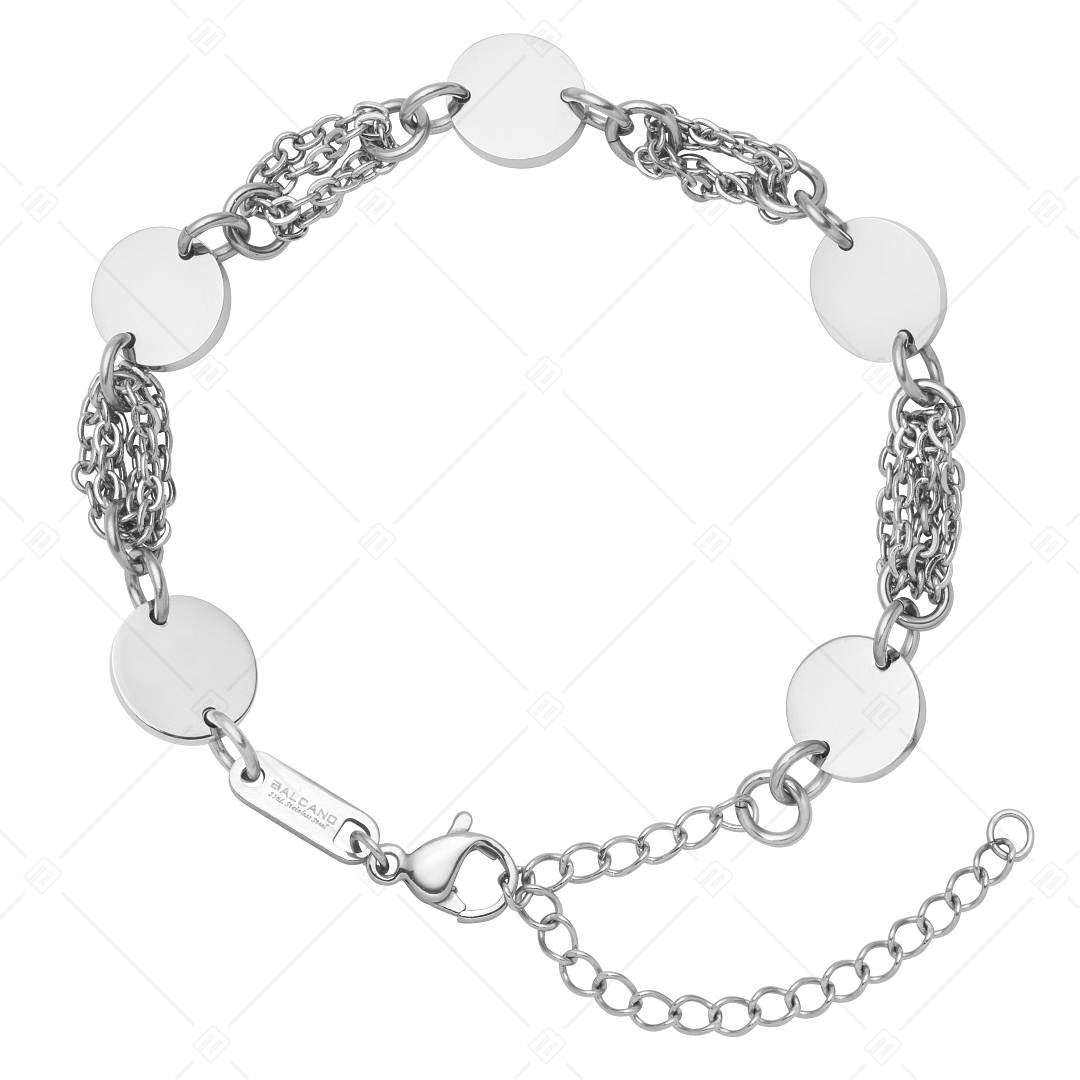 BALCANO - Charlie / Stainless Steel 4 Row Cable Chain Bracelet With Round High Polished Charms (441194BC97)
