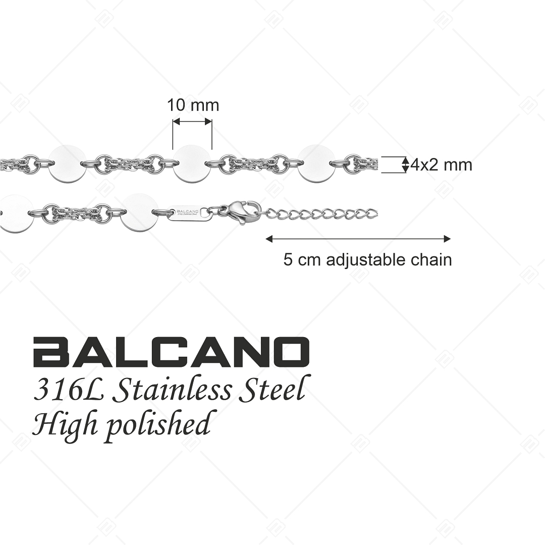 BALCANO - Charlie / Bracelet en acier inoxydable ancre 4 rangs, ornements ronds avec hautement polie (441194BC97)